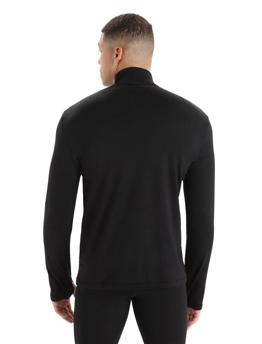 Icebreaker Merino Original Long Sleeve Half Zip Férfi Kapucnis Pulóver Fekete | HU 1272KORI